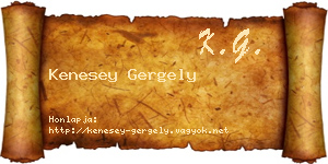 Kenesey Gergely névjegykártya